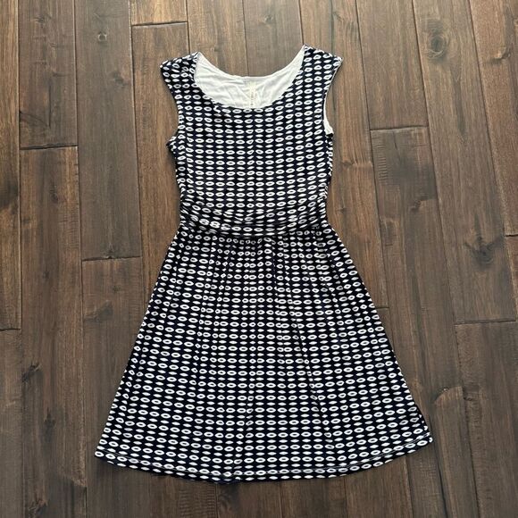 Gilli Blue and White Oval Geometric Print Fit & Flare Dress - Picture 1 of 5